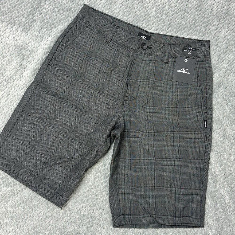 O'Neill Exec Shorts Mens 30 Relaxed Fit School Work Casual Plaid Below The Knee - Picture 1 of 12